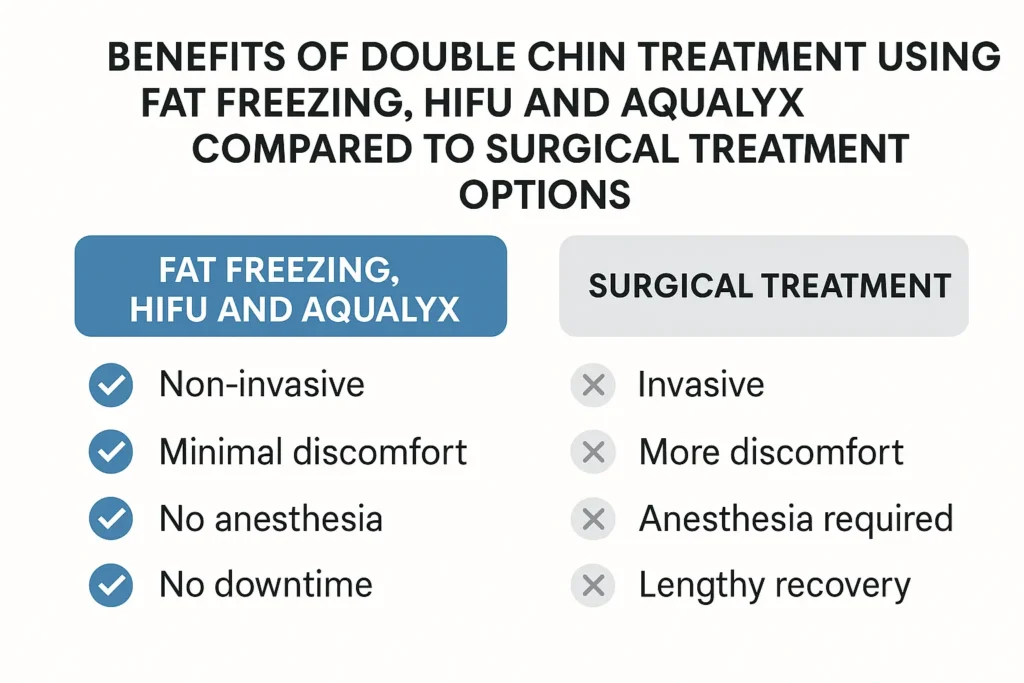 Graphic about the benefits of double chin treatment Earl's Court - from LA LIPO